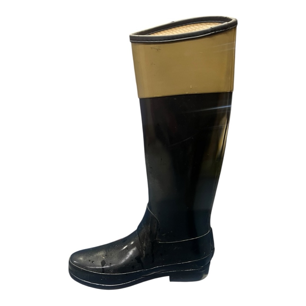 Hunter Regent Carlyle Black Tan Two Tone Tall Rain Boots Womens 8 W24144 - Picture 4 of 6
